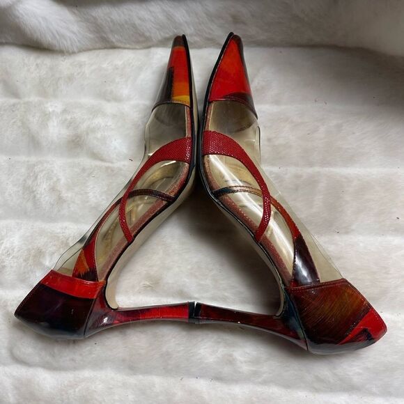 J Renée clear PVC and patent marble multi color slip on pumps size 12M - Picture 8 of 11